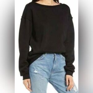 Treasure & Bond Raw Edge Black Crewneck Sweatshirt - NWT